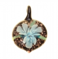 Круглая подвеска из муранского цветка с нежно-голубым цветком
