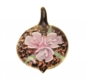 Круглая подвеска из муранского цветка с нежно-розовым цветком
