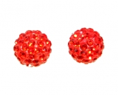 Серьги-гвоздики с ярко-красными шарами в стиле Shamballa